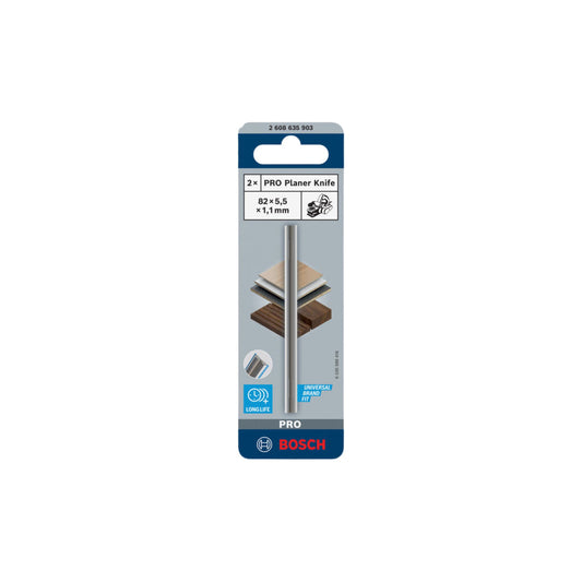 Bosch 2608635903 PRO Planer Knife 82 x 5.5 x 1.1mm (2 Pack) (Replaces 2607000096)