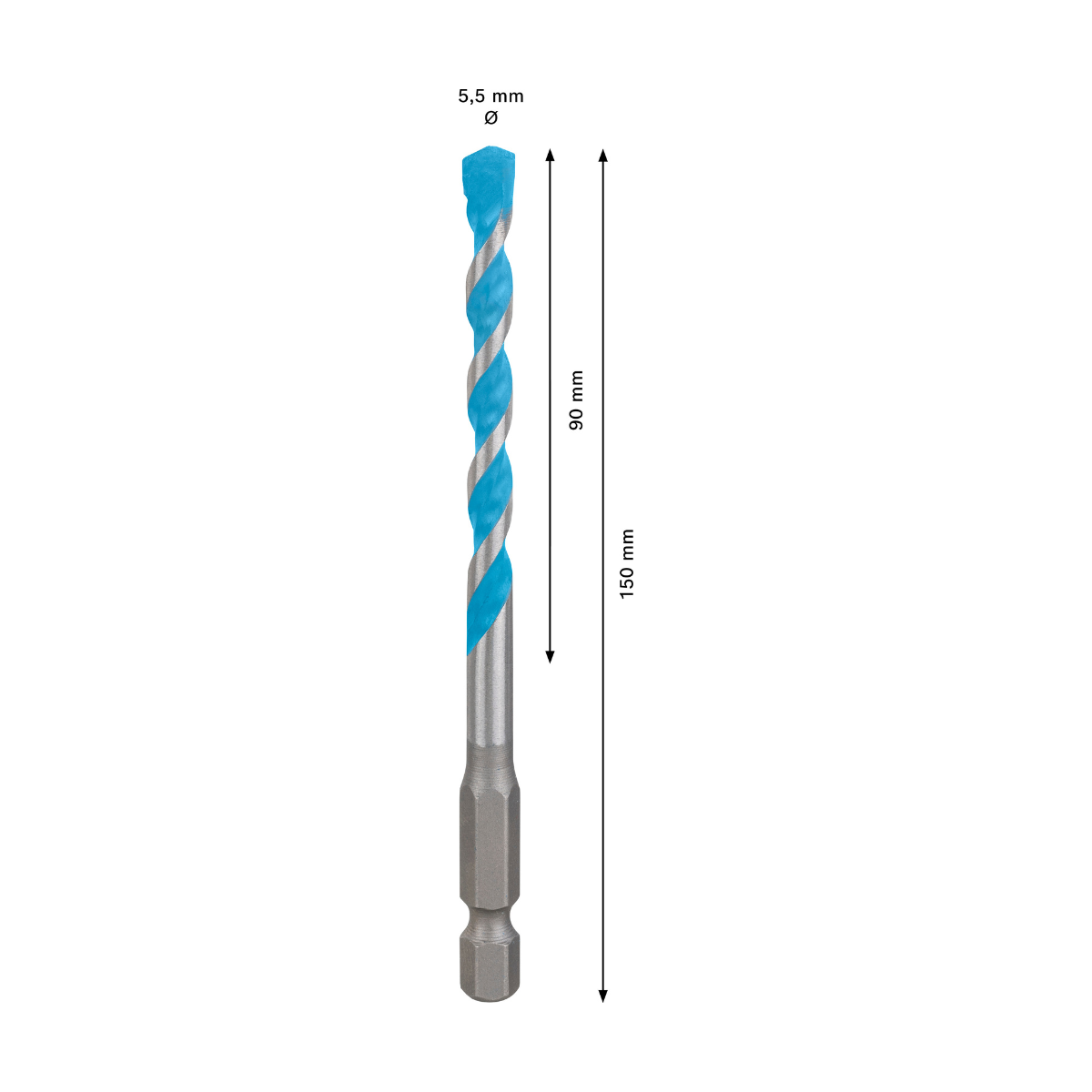 Bosch 2608902255 HEX-9 Multi Construction Drill Bit 5.5 x 90 x 150mm (Replaces 2608900610)