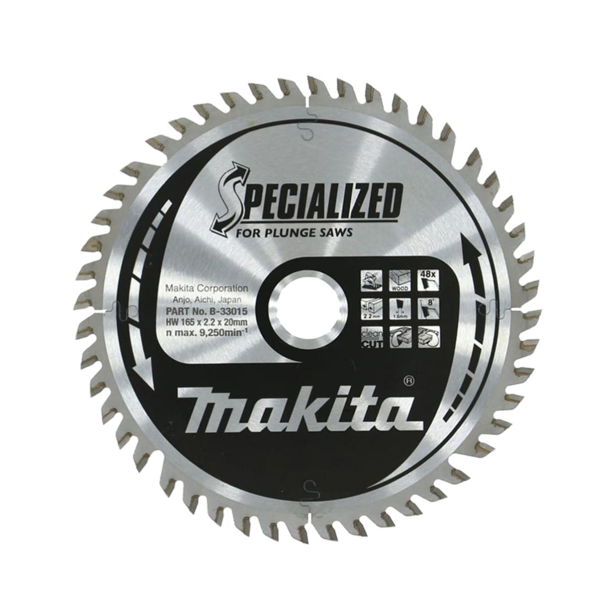 Makita B-33015 TCT Circular Saw Blade for Wood 165mm 48T