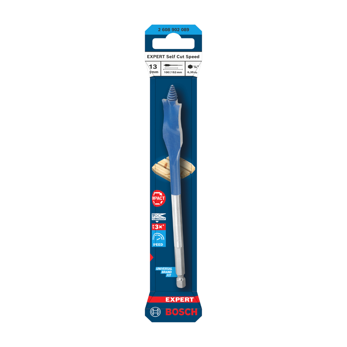 Bosch 2608902089 Expert Self Cut Speed Spade Drill Bit 13 x 100x 152mm (Replaces 2608900313)