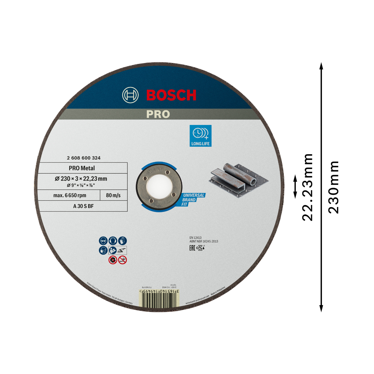 Bosch 2608600324 EXPERT Metal Cutting Disc 230mm