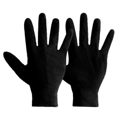 Mercator Ideall Grip+ Black Nitrile Gloves (Size 10/XL) - Pack of 50