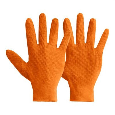 Mercator Ideall Grip+ Orange Nitrile Gloves (Size 9/L) - Pack of 50