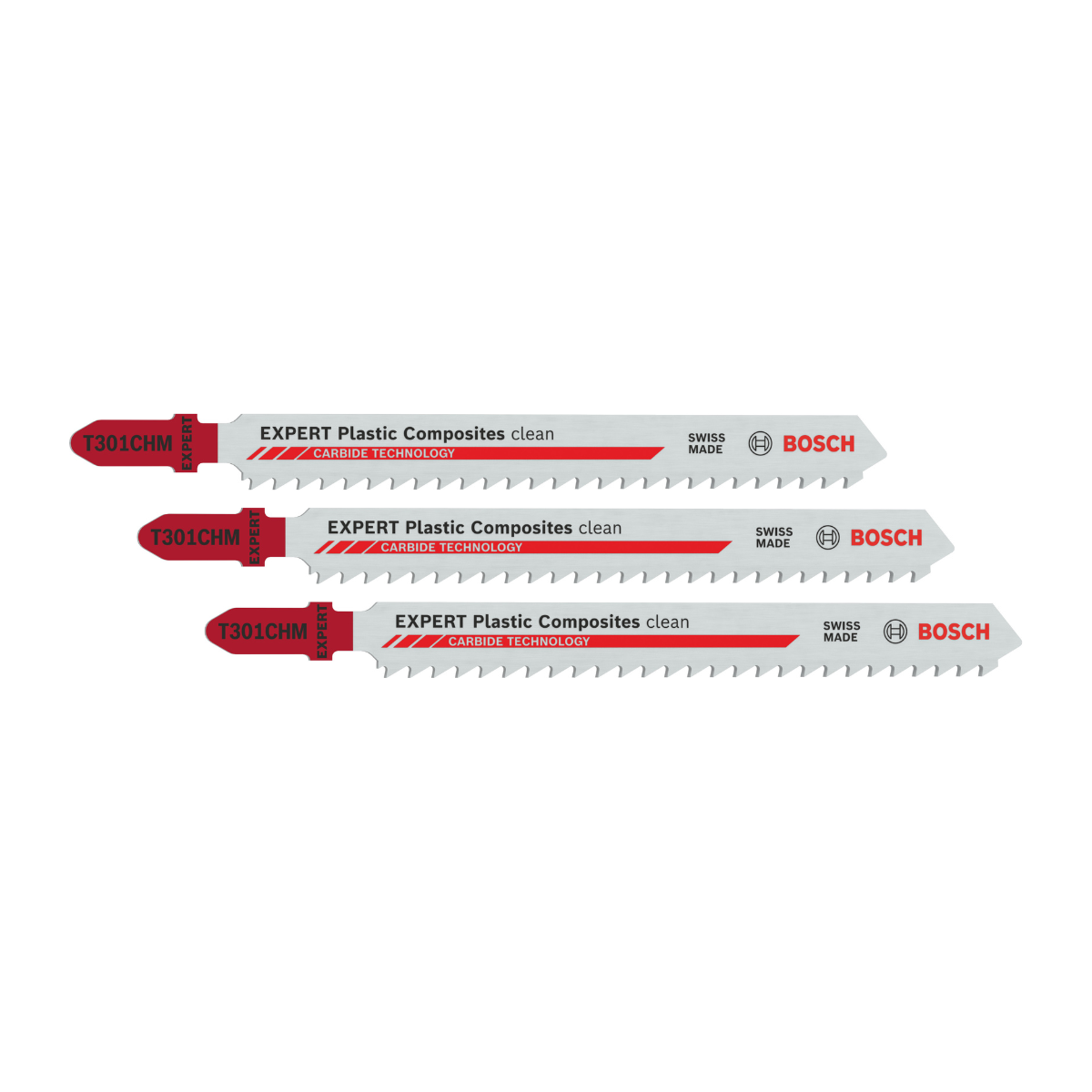 Bosch T301CHM EXPERT Clean Jigsaw Blades for Plastic 117mm (Pack of 3)