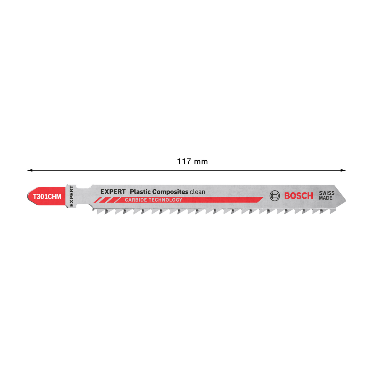 Bosch T301CHM EXPERT Clean Jigsaw Blades for Plastic 117mm (Pack of 3)