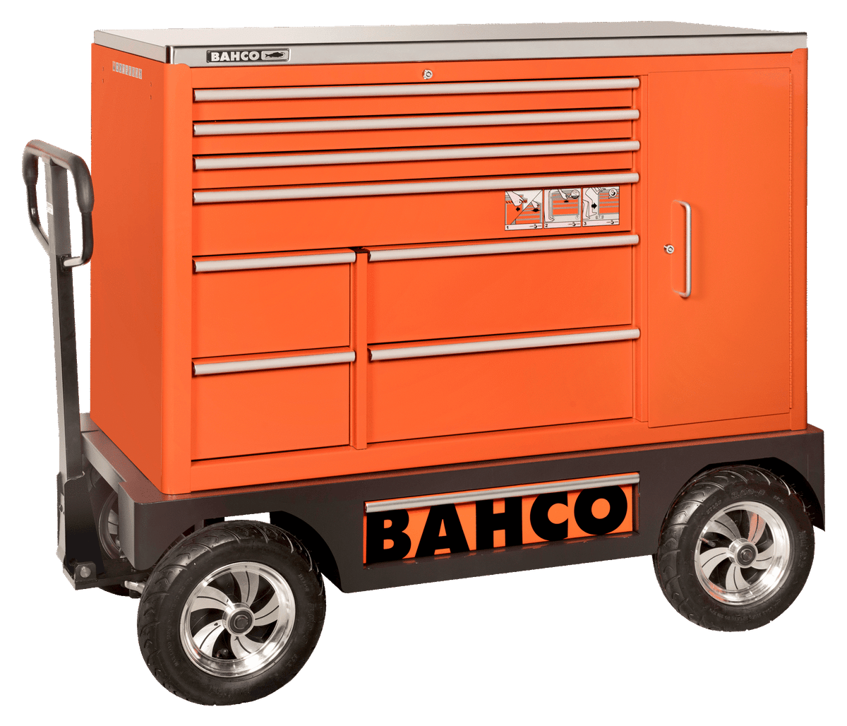 Bahco Tool Trolley 8 Drawers & Side Cab Workstation Big Wheels 53" 1475KXXL8CWTSS