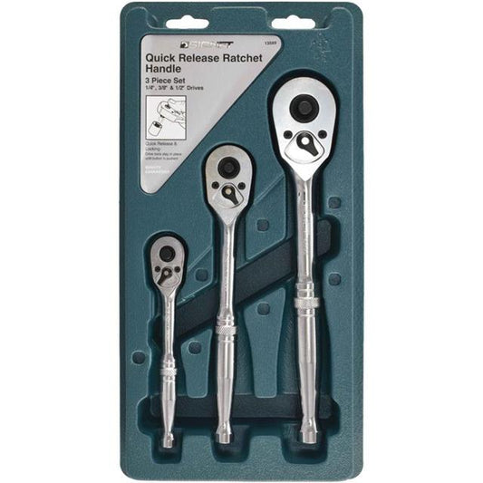 Quick 1/2" Drive Release Ratchet Set 3pc Chrome 1/4 3/8 From Signet S13589